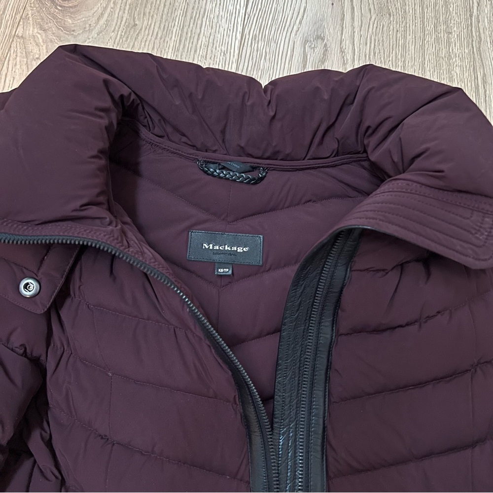 Mackage Patsy Bordeaux Puffer Jacket Leather Trim - image 3